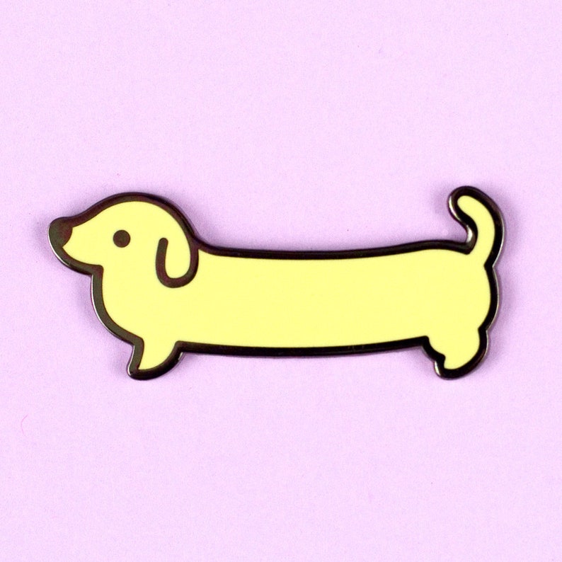 Dachshund enamel pin wiener dog sausage lapel pin brooch badge flair collar pin hat pin cute dog kawaii animals dogs puppy puppies accessory image 1