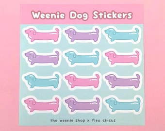 Dachshund sticker sheet pastel matte vinyl weenie dog weiner dog sausage animals decoration scrapbooking cute animal doxie kawaii