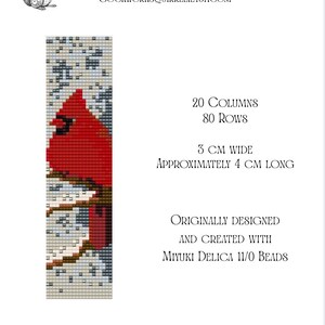 Winter Cardinal Bead Loom Bracelet DIGITAL PATTERN Designed for Miyuki Delica 11/0 beads