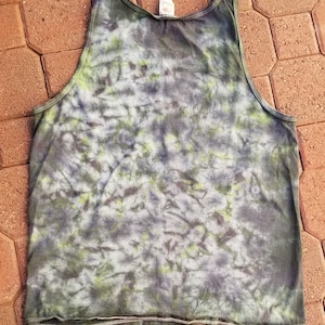 Herren Grün & Grau Tie-Dye Tank Top