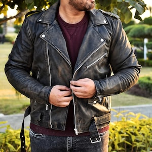 Veste en cuir premium polyvalente pour homme, meilleur cadeau pour lui, veste de motard, tenue de nuit, veste idéale pour tous les types d'occasions, tailles M à XL