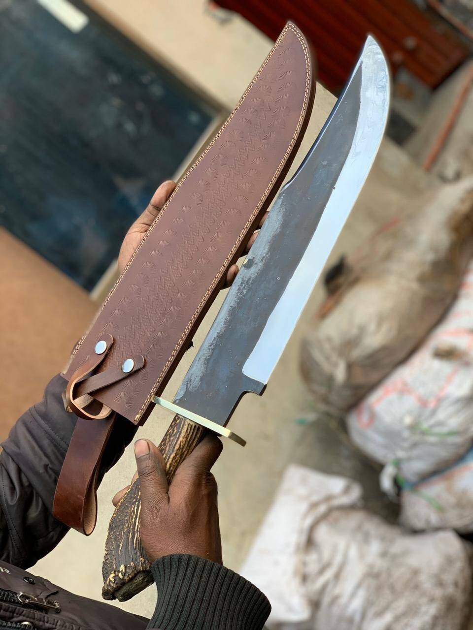1095 High Carbon Steel Bowie Knife With Leather Sheath Etsy 1095 High Carbon Steel Bowie Knife With Leather Sheath Etsy