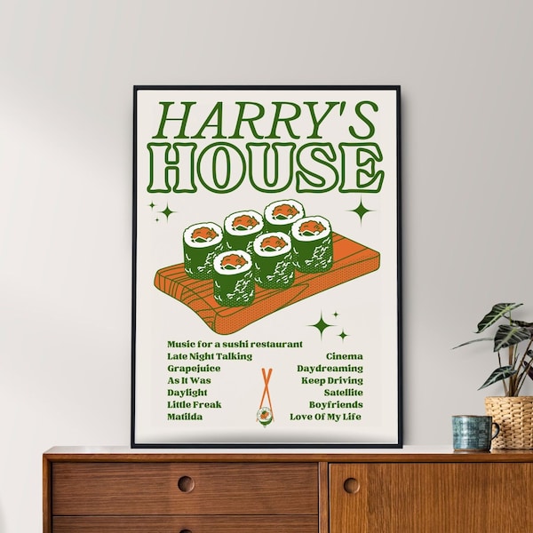 Harry styles poster, Harry's House Menu track list poster, Harry Styles merch, harry styles digital print, As it was art print