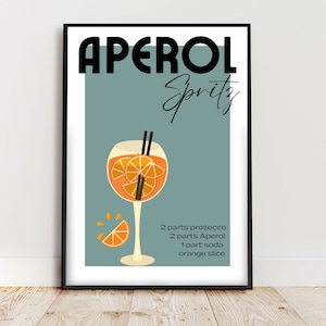 Retro Aperol Spritz Cocktail Print, Aperol Poster, Aperol spritz vintage poster, Vintage wall art, Aperol Spritz imprimible, decoración de cocina