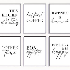 Kitchen print, cafe print, Set of 18 kitchen dining wall prints, food print, coffee print, funny typography print, unframed digital print
