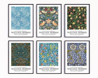 Set van 6 William Morris prints, Art Nouveau print, tentoonstelling print, William Morris poster, botanische print, digitale download, afdrukbare kunst