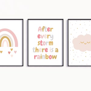 Cute nursery wall art, Set of 3 Rainbow baby prints, gift for a new mum, rainbow baby wall art, printable nursery wall decor