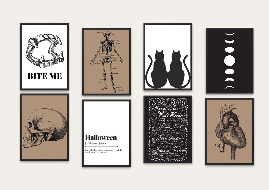 Halloween Art Mega Bundle Set | SET OF 8 Printables | Halloween Wall ...