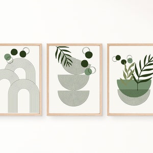 Set of 3 Minimalist Wall Art, Geometric art, Sage Green Wall Prints, Green Wall Decor, Boho Prints, Sage Green, Beige Boho Wall Decor
