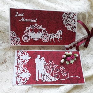 Biglietto di nozze di lusso fatto a mano con elegante busta per soldi da sposa, biglietto di nozze in scatola decorata, biglietto di auguri per coppia di sposi novelli