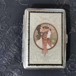 Frau Zigarettenetui, verzierte Zigarettenschachtel, Zigarettenetui 80 mm King Size mit Metallhaltern, Brieftasche für Visitenkarten, Geschenke
