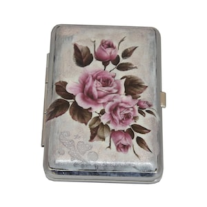 Metall Zigarettenetui, Zigarettenschachtel, dekoriertes Zigarettenetui, Zigarettenspitze, Vintage Decoupage Zigarettenetui, Visitenkartenhalter