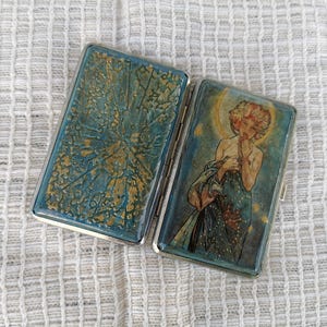 Frau Zigarettenetui, verzierte Zigarettenschachtel, Metall Zigarettenspitze, doppelseitige Zigarettenschachtel, Visitenkartenhalter Brieftasche