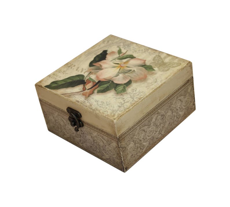 Wooden Box Decoupage Storage Box Handmade Box Wooden Storage Box Vintage Box Jewelry Box Shabby Box Small Jewelry Box
