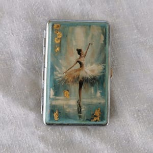 Ballerina Cigarette Case, Vintage Cigarette Box, Metal Cigarette Holder, Double Sided Cigarette Box, Business Card ID Holder Wallet, Gifts