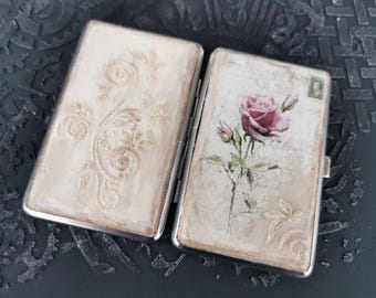 rose cigarette holder Rose Cigarette Case, Vintage Cigarette Box, Metal Cigarette Holder, Double  Sided Cigarette Box, Business Card ID Holder Wallet, Gifts