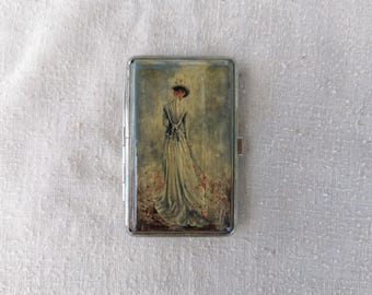 Handmade Vintage Style Cigarette Case, Stainless Steel, Slim 100mm