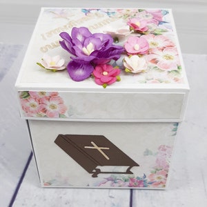 Scatola esplosiva per battesimo, scatola dei ricordi per il battesimo, scatola regalo per neonato, biglietti di auguri per neonati, scatola a sorpresa esplosiva per baby shower e primo compleanno.
