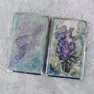 Schmetterling Zigarettenetui, verzierte Zigarettenschachtel Metall Zigarettenspitze Decoupage doppelseitige Zigarettenschachtel Visitenkarte ID Halter Brieftasche