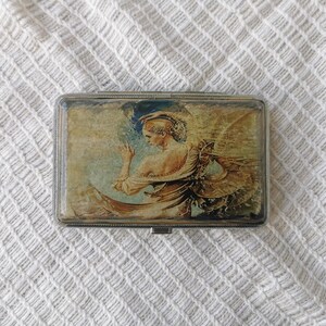 Zigaretten Etui, Zigaretten Halter, Metall Zigaretten Etui, Vintage Decoupage Zigaretten Etui, Visitenkarten Halter, Geschenke