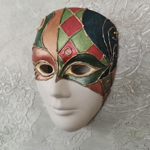 Mask, Wall Mask, Venetian Hand Painted Mask, Home Decor Mask, Full Face Decorative Wall Mask, Collector Gift, Art Ceramic Wall Mask, Gifts
