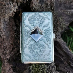 Portasigarette con decorazione a diamante, portasigarette in cristallo, portasigarette in metallo bifacciale argentato, porta biglietti da visita, porta carte d'identità, regali