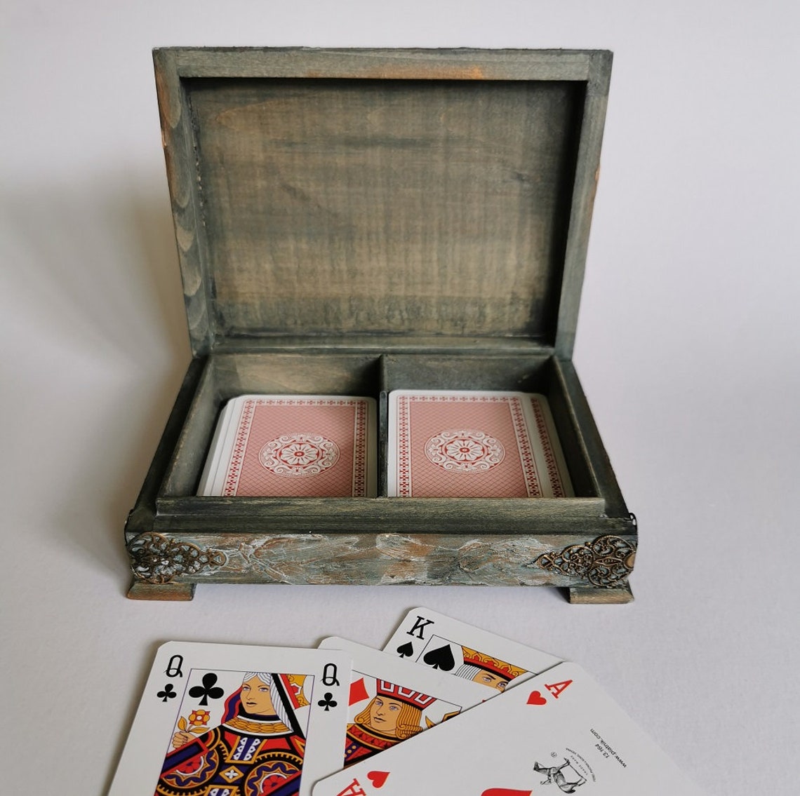 Playing Cards Double Deck Box Poker Player Gift Decoupage Etsy
