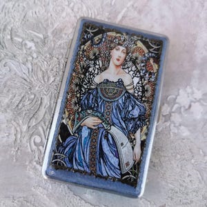 Frauen Zigarettenetui, Alfons Mucha Zigarettenschachtel, Metall Zigarettenspitze, doppelseitige Zigarettenschachtel, Visitenkartenhalter Brieftasche, Geschenke