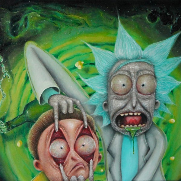 11inX14in ORIGINAL Rick and Morty Oil Painting PRINT