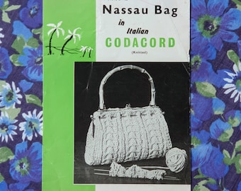 Original Vintage Craftwares (Knitting) Leaflet - Pattern no. K75 - Nassau Bag in Italian Codacord - Used