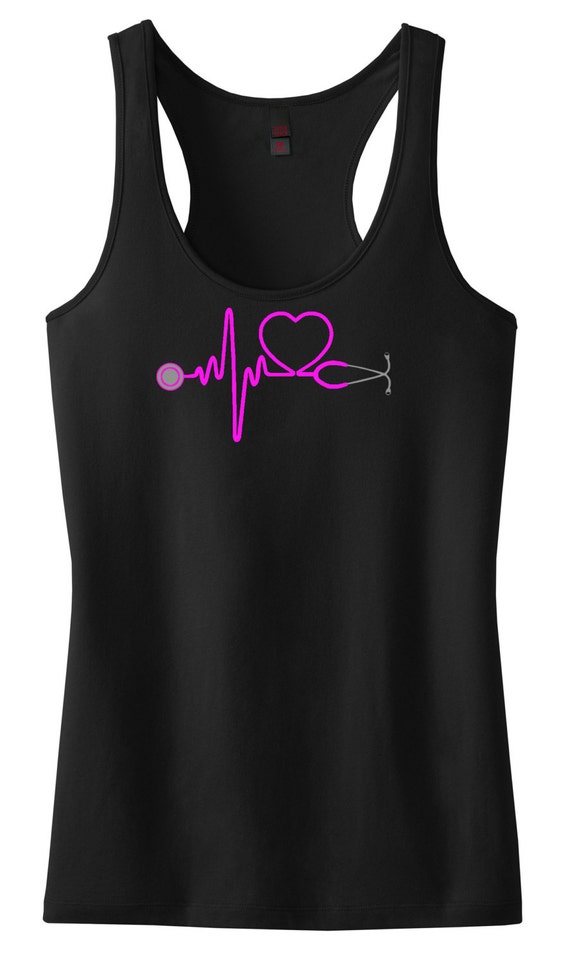 Heartbeat Stethoscope Racerback Tank Top Shirt Nurse Doctor RN | Etsy