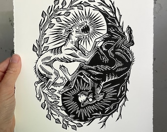 Paradogs // Original lino print