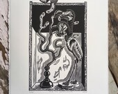 Cabinet of Curiosities I // Original linocut print