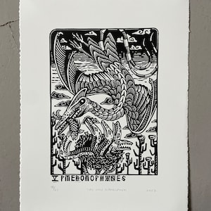 Pterotophanes // Original lino print