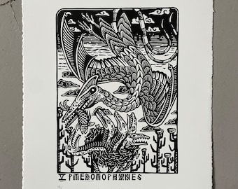 Pterotophanes // Original lino print