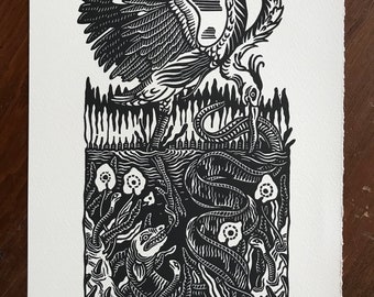 As Above, So Below // Original linocut print