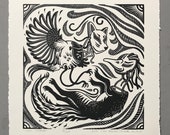 Vice Versa Original linocut print