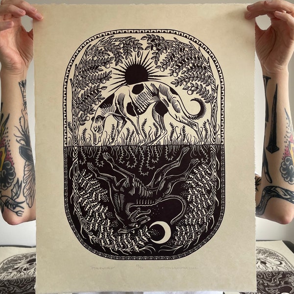 Otherworld // Second run // Original linocut print