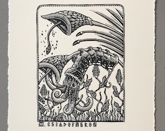 Cepadopteron // Impresión linográfica original