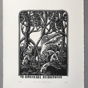 Dimephyte Rhizotrodon // Original lino print