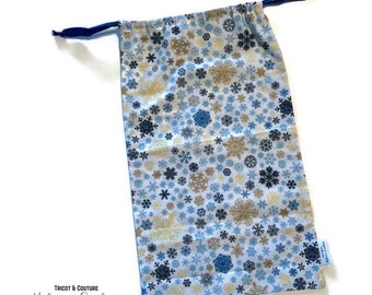 Gift bag, eco-friendly gift wrapper, reusable bag - Blue and gold flakes - reusable packaging, zero waste