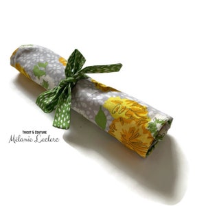 Napperon en coton avec porte-ustensiles pratique Fleurs jaunes, vert afbeelding 3