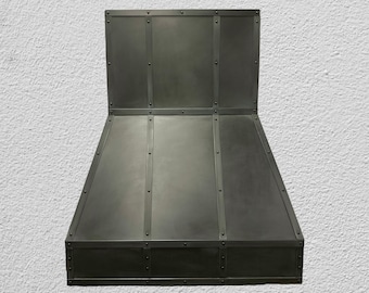Custom Rustic Chimney Range Hood, Dark Zinc