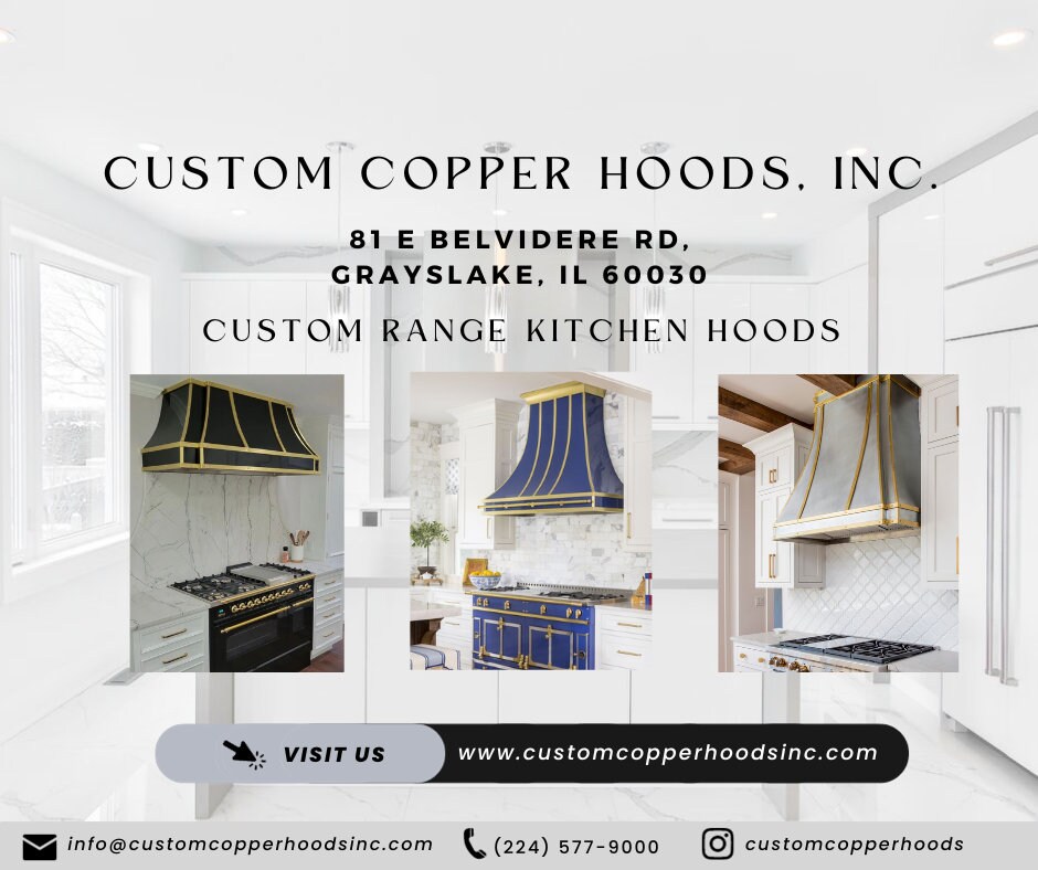 Custom Black Range Hood With High-polished Stainless Steel Details ...