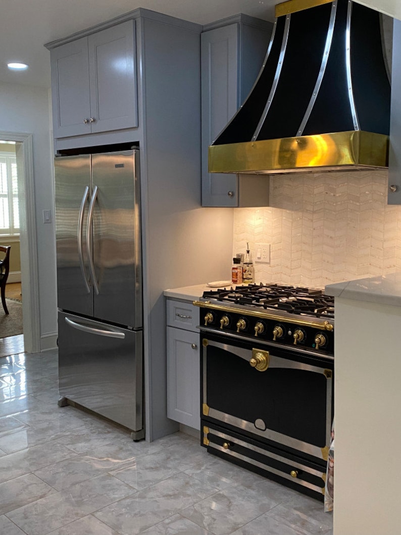 Black Enamel Painted Range Hood, for La Cornue Stove Stainless Steel