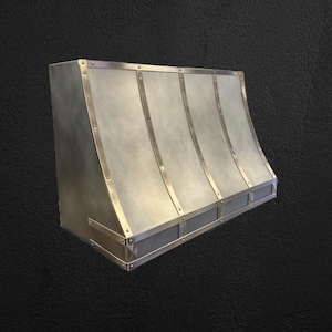 Custom Zinc and Stainless Steel Range Hood with Brass Accents – Modern Industrial Kitchen Vent Hood