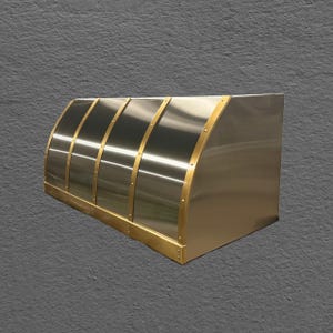 Custom Stainless Steel and Polished Brass Range Hood – Modern Luxury Kitchen Vent Hood – Handmade Metal Hood – Custom Sizes & Finishes Avail