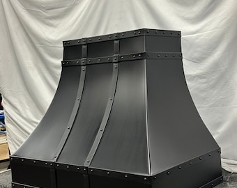 Curved Zinc Range Hood | Black Vent Hoods | Dark Kitchen Hoods