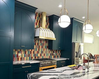 White and Brass Custom Kitchen Hood!