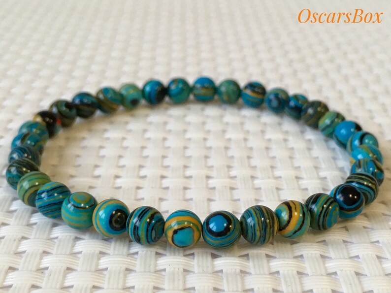 Men Jewelry 6mm beaded bracelet Blue Malachite 6mm Blue Malachite Bracelet Unisex Bracelet Gemstone Bracelet Men bracelet
